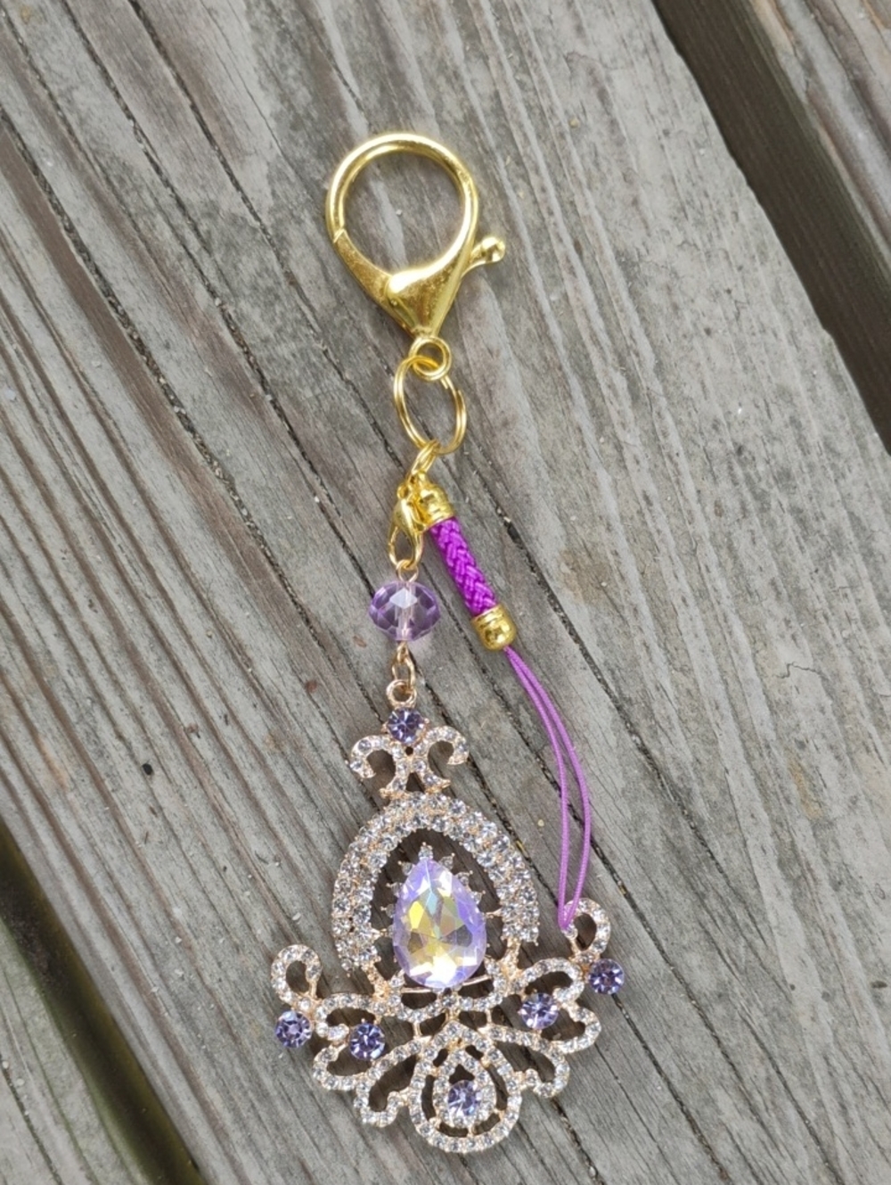 Handmade Art DecoRhinestone Teardrop Keychain Bag Charm